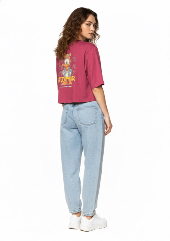 Women's Donald Duck Printed T-Shirt Regular Fit - Maroon Color - Montx The Clothing Brand