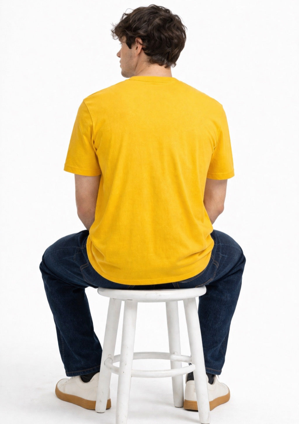 Montx men's mustard yellow offroad graphic printed T-shirt with bold design and casual fit, showcasing a vibrant streetwear style.