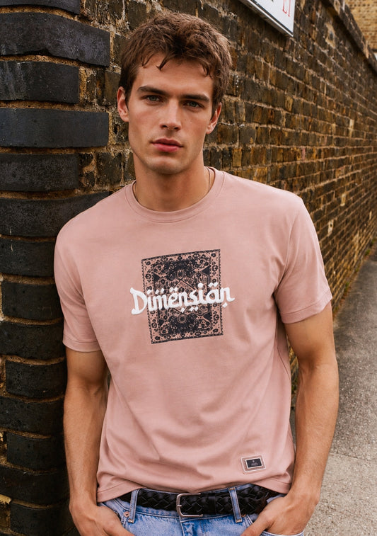 Montx Men’s Dusty Pink Dimension Graphic T-Shirt – Regular Fit