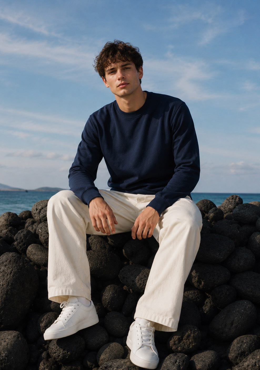 Montx men's navy regular fit sweatshirt with classic design, ideal for everyday casual wear, made from comfortable fabric.