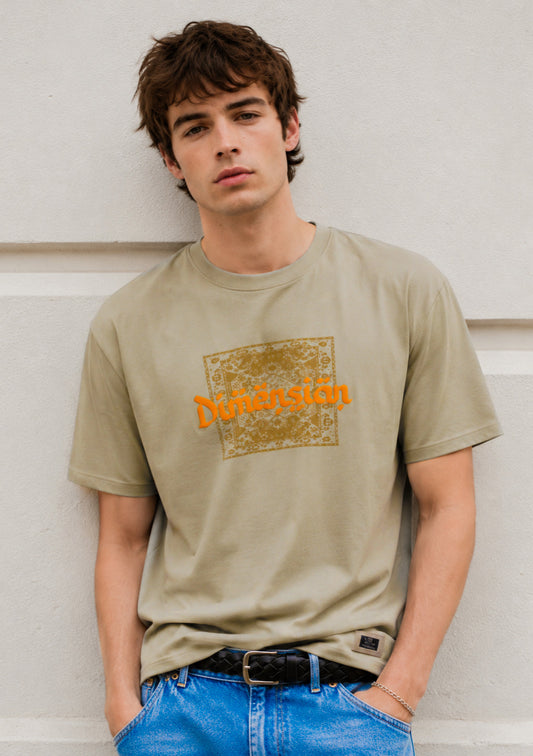 Montx men's dark brown graphic T-shirt with a regular fit, featuring a modern dimension design on soft cotton fabric.