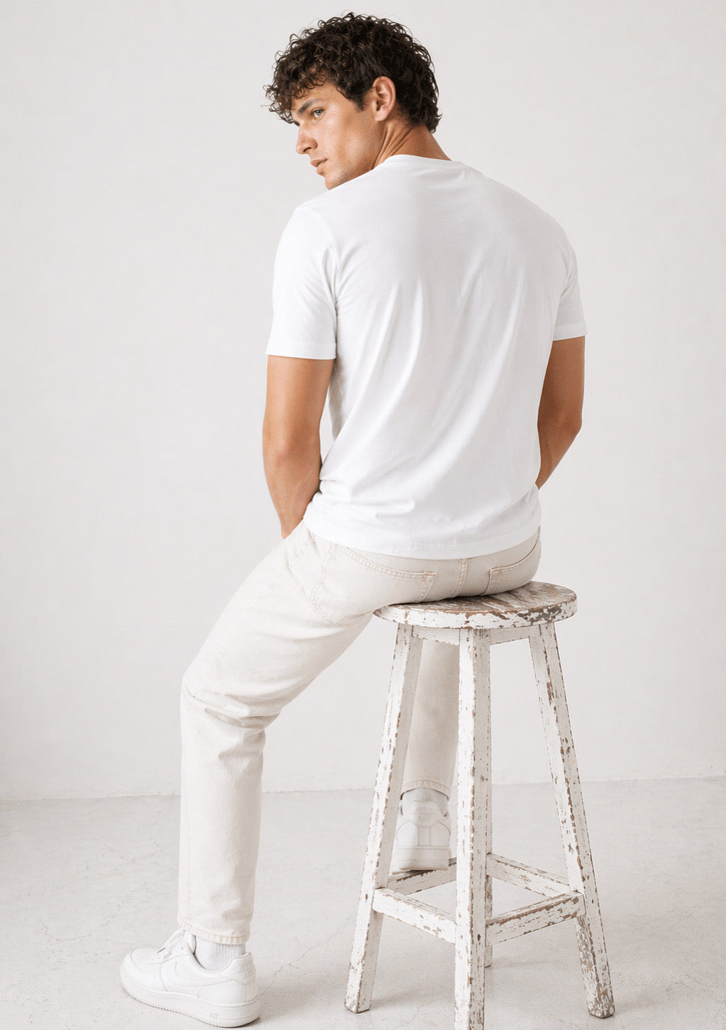 Men's white round neck t-shirt from Montx The Clothing Brand, half sleeve regular fit casual tee.