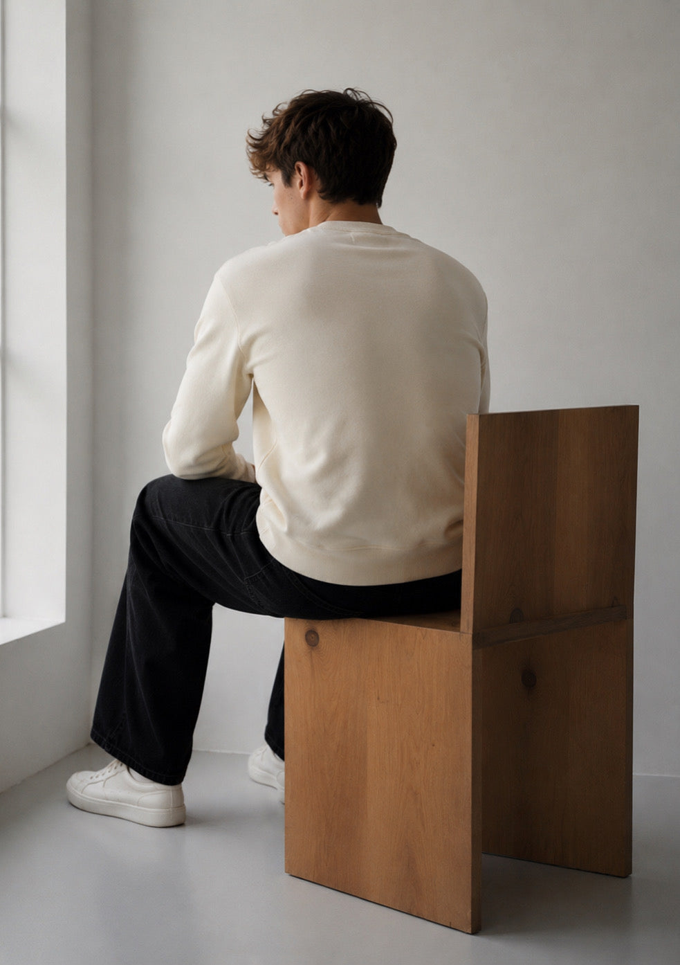Montx men's classic off-white regular fit sweatshirt showcasing soft fabric and casual style for everyday wear.