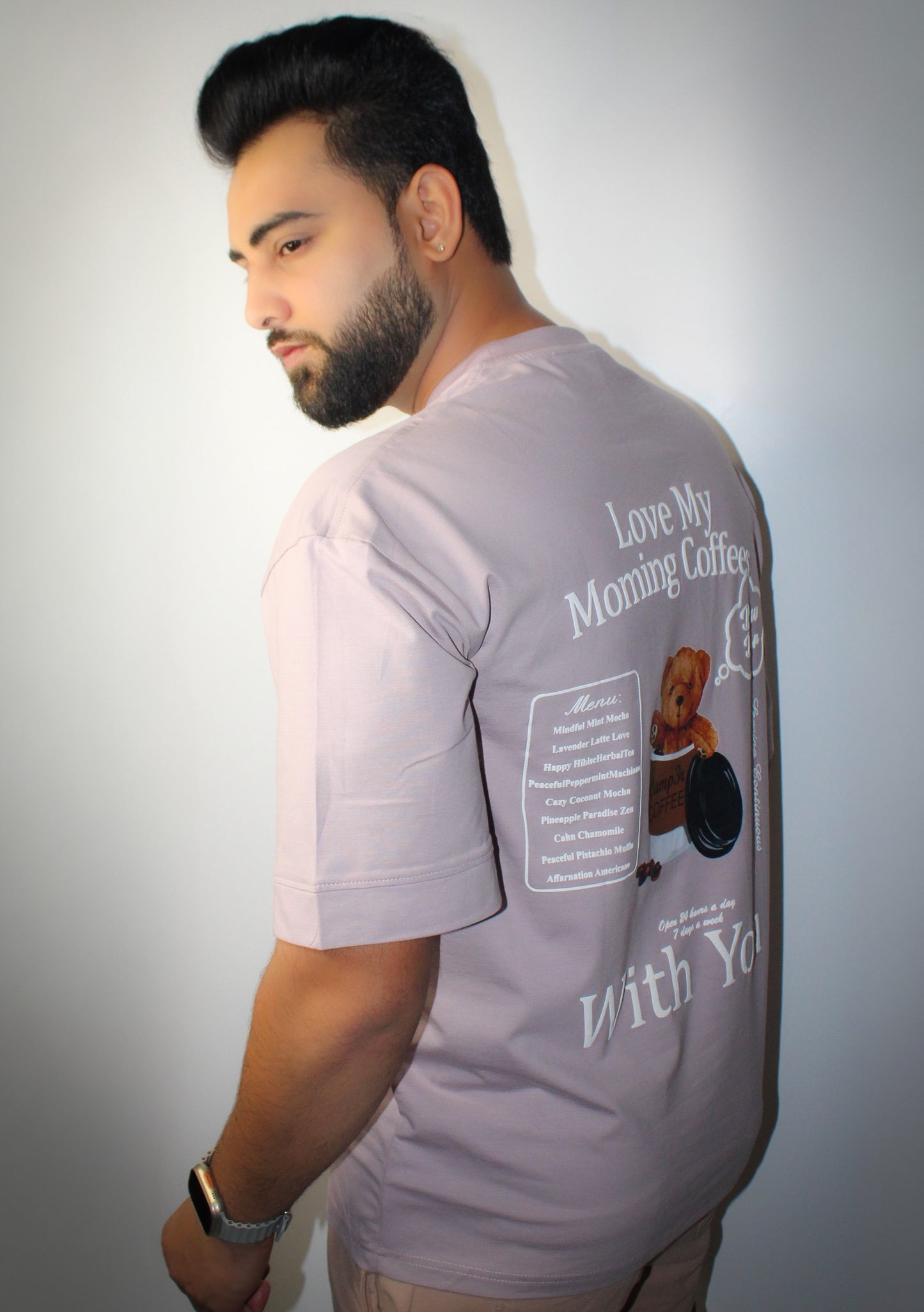 Montx Men's Teddy Print T-shirt – Drop Shoulder Loose Fit - Lavender Color - Montx The Clothing Brand