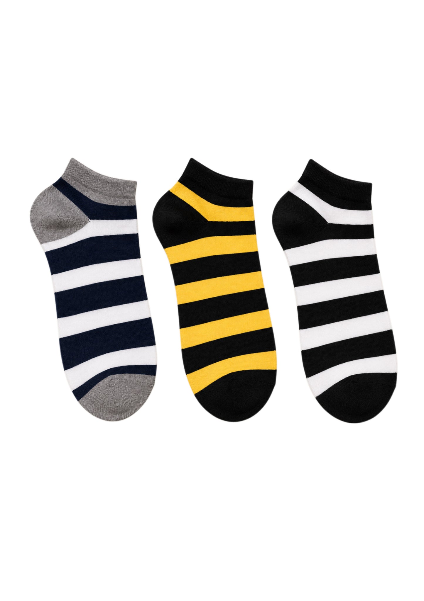 Montx Men's 3 Pair Striped Ankle Socks – Cotton Comfort