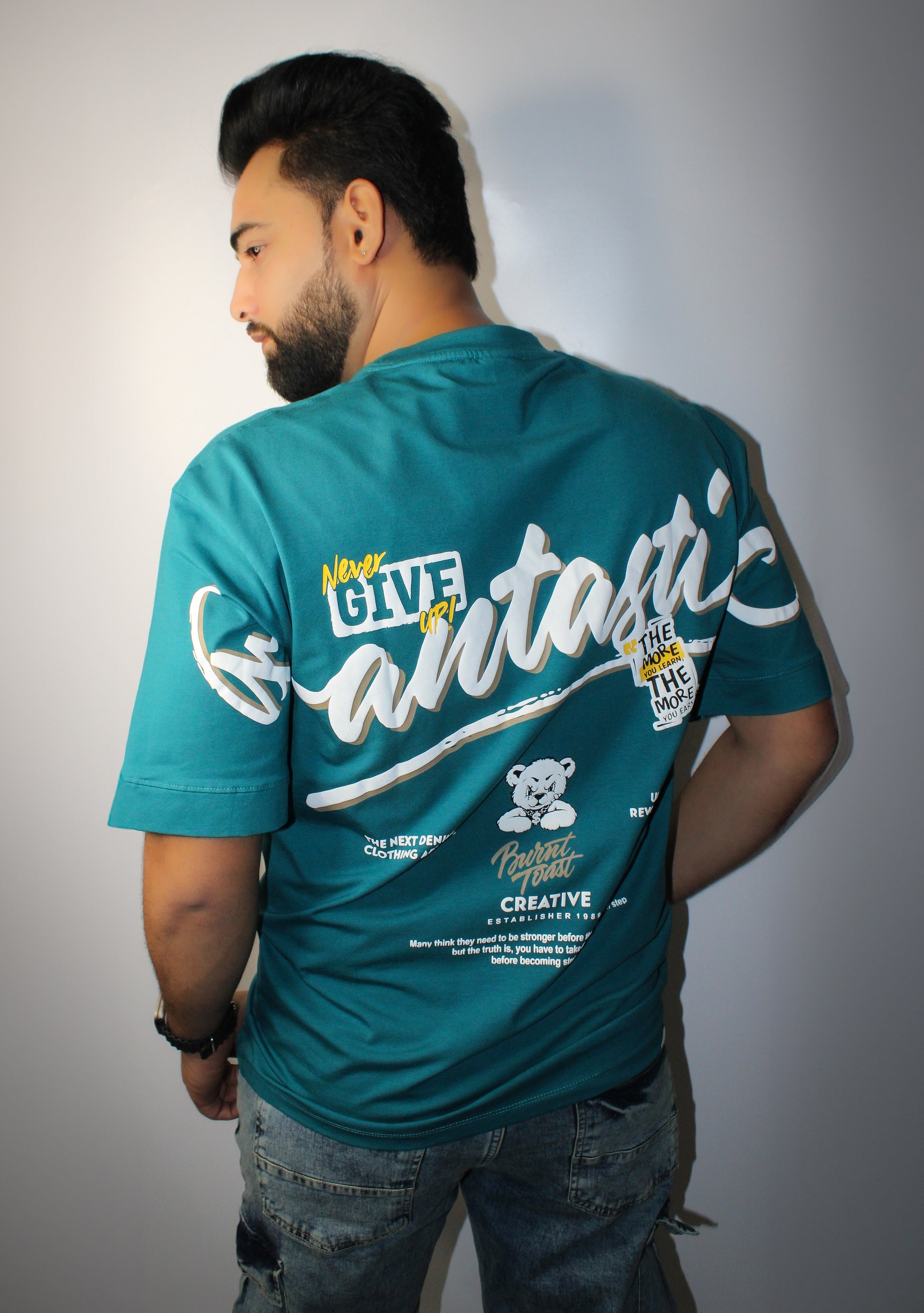 Montx Men's Fantastic Print T-shirt  Loose Fit  Street Style - Firozi Color - Montx The Clothing Brand