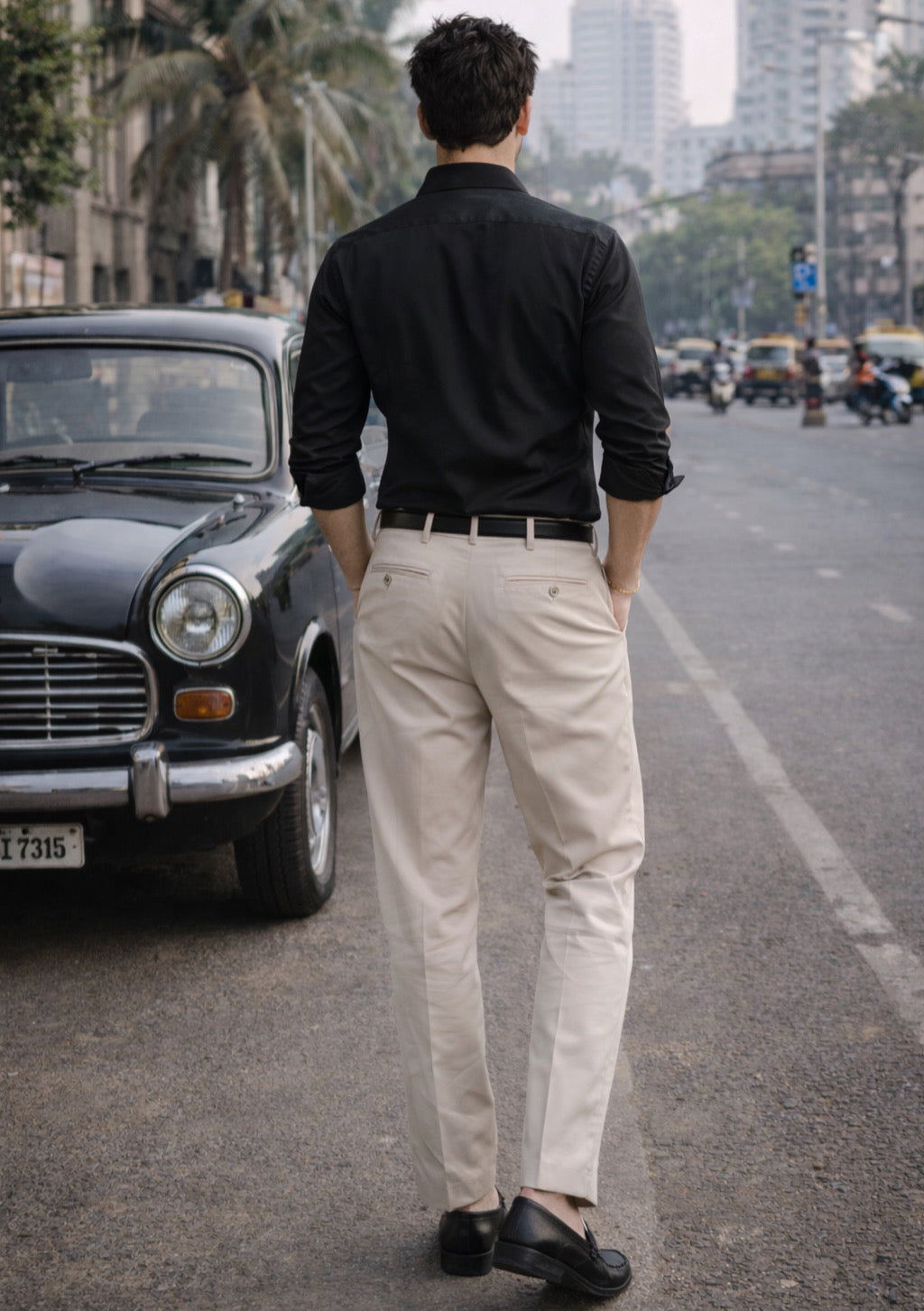 Men’s black full-sleeve cotton shirt by Montx The Clothing Brand, featuring a classic fit and smooth fabric.