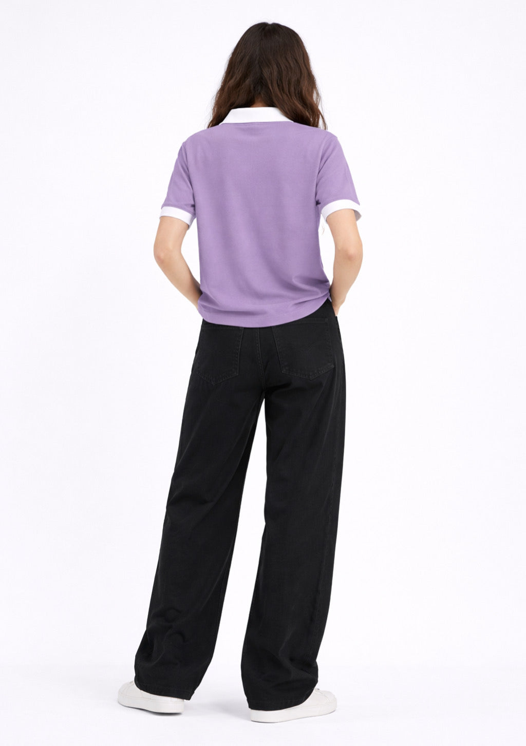 Montx women's lavender cotton polo t-shirt with NYC print, casual fit, stylish and comfortable for everyday wear