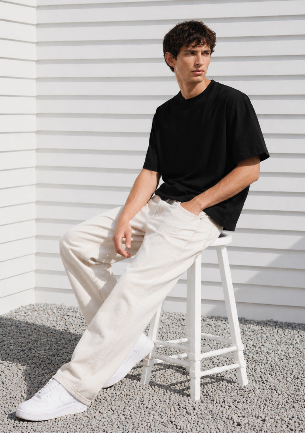 Montx Essential boxy fit men's T-shirt in black, featuring a classic crew neck and relaxed style, made by Montx The Clothing Brand.