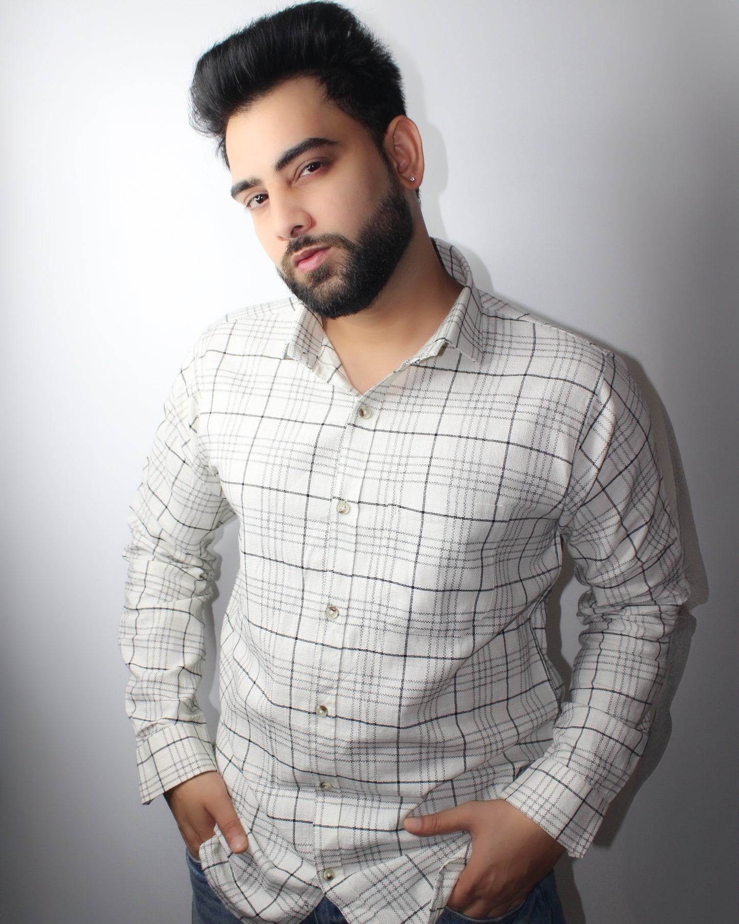 Montx Men's Pure Cotton Shirt – Off-White Checked - Montx The Clothing Brand