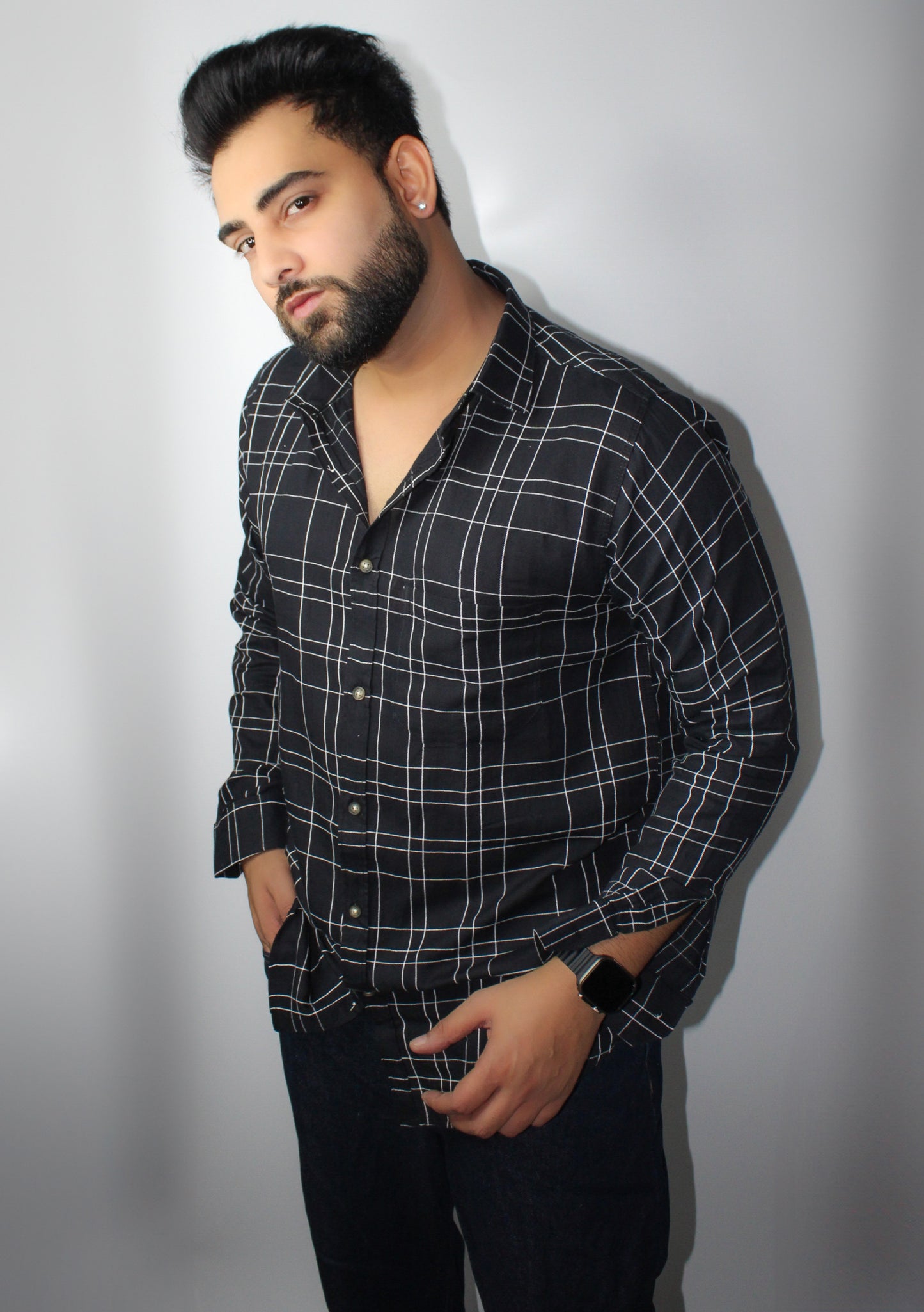 Montx Men's Pure Cotton Shirt – Black with Line Pattern - Montx The Clothing Brand