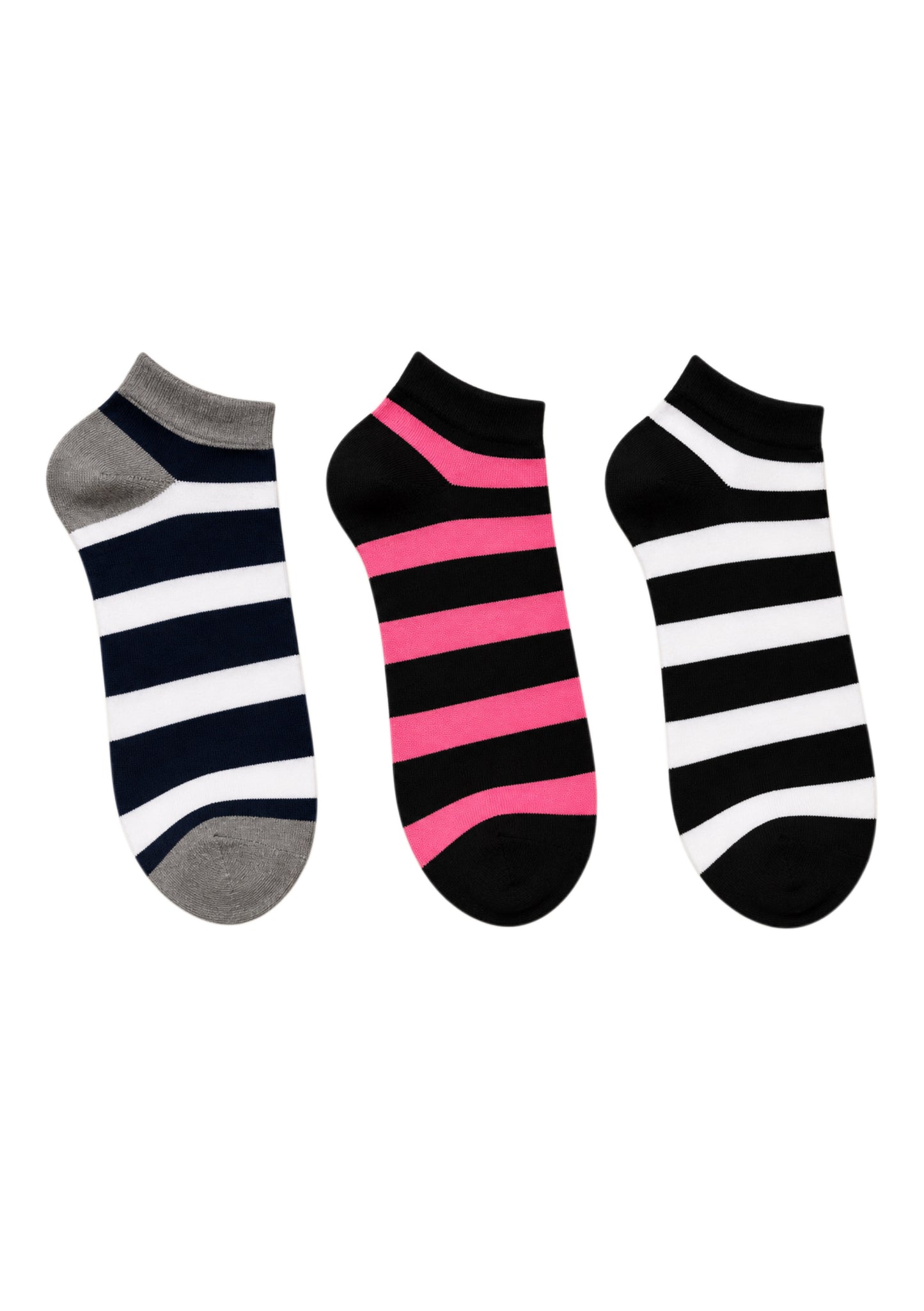 Montx Men's 3 Pair Striped Ankle Socks – Cotton Comfort