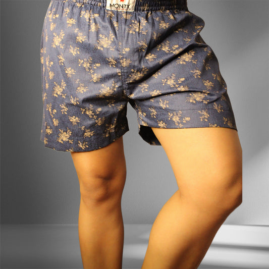 Men'sMontx  Cotton Relaxed Fit Printed Night Shorts - Blue - Montx The Clothing Brand