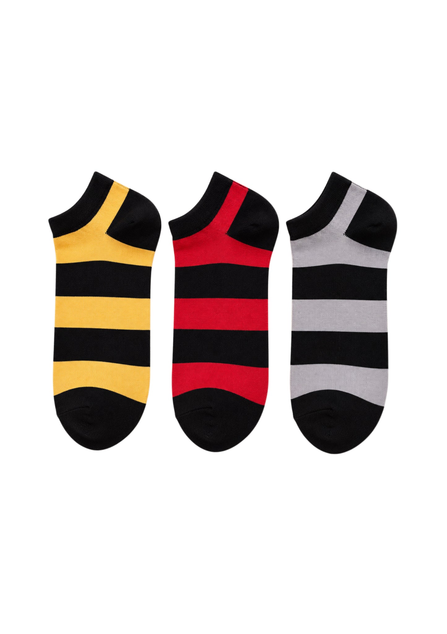 Montx Men's 3 Pair Striped Ankle Socks – Multicolor Cotton Comfort
