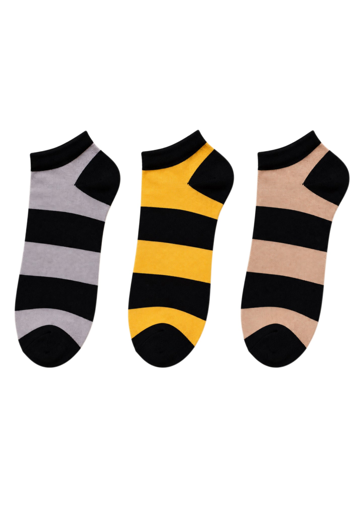 Montx Men's 3 Pair Striped Ankle Socks – Cotton Comfort
