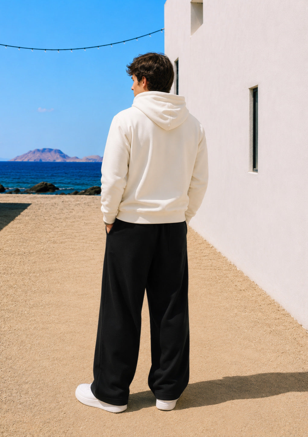 Montx men's lightweight off-white hoodie with minimal design, casual fit, and basic essential style.