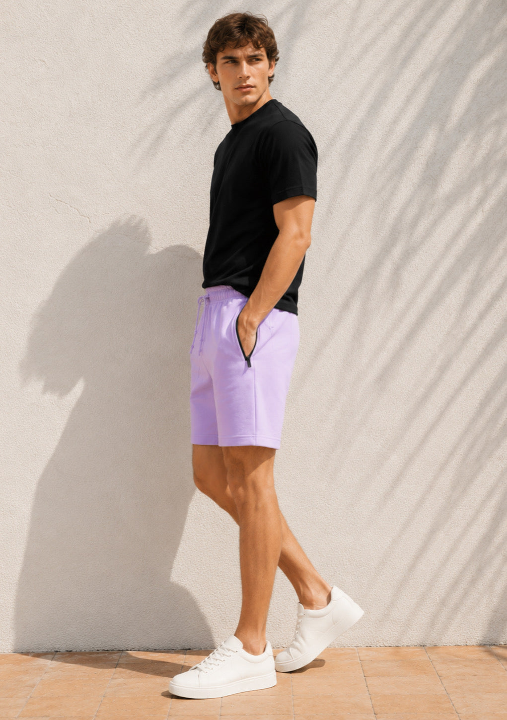 Montx Men’s Cotton Shorts with Back Pocket – Lavender Color - Montx The Clothing Brand