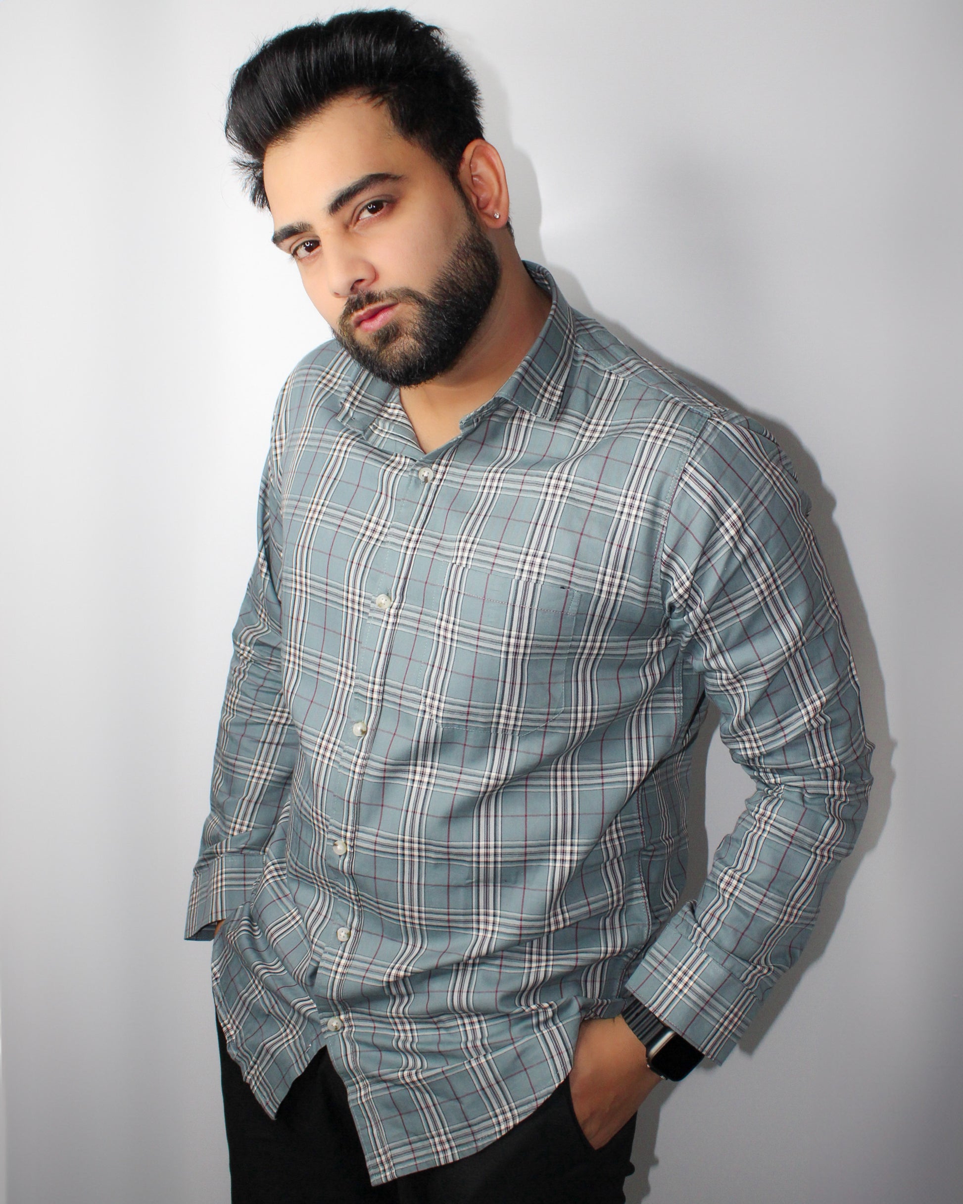 Montx Men's Pure Cotton Shirt Checked - Grey Color - Montx The Clothing Brand