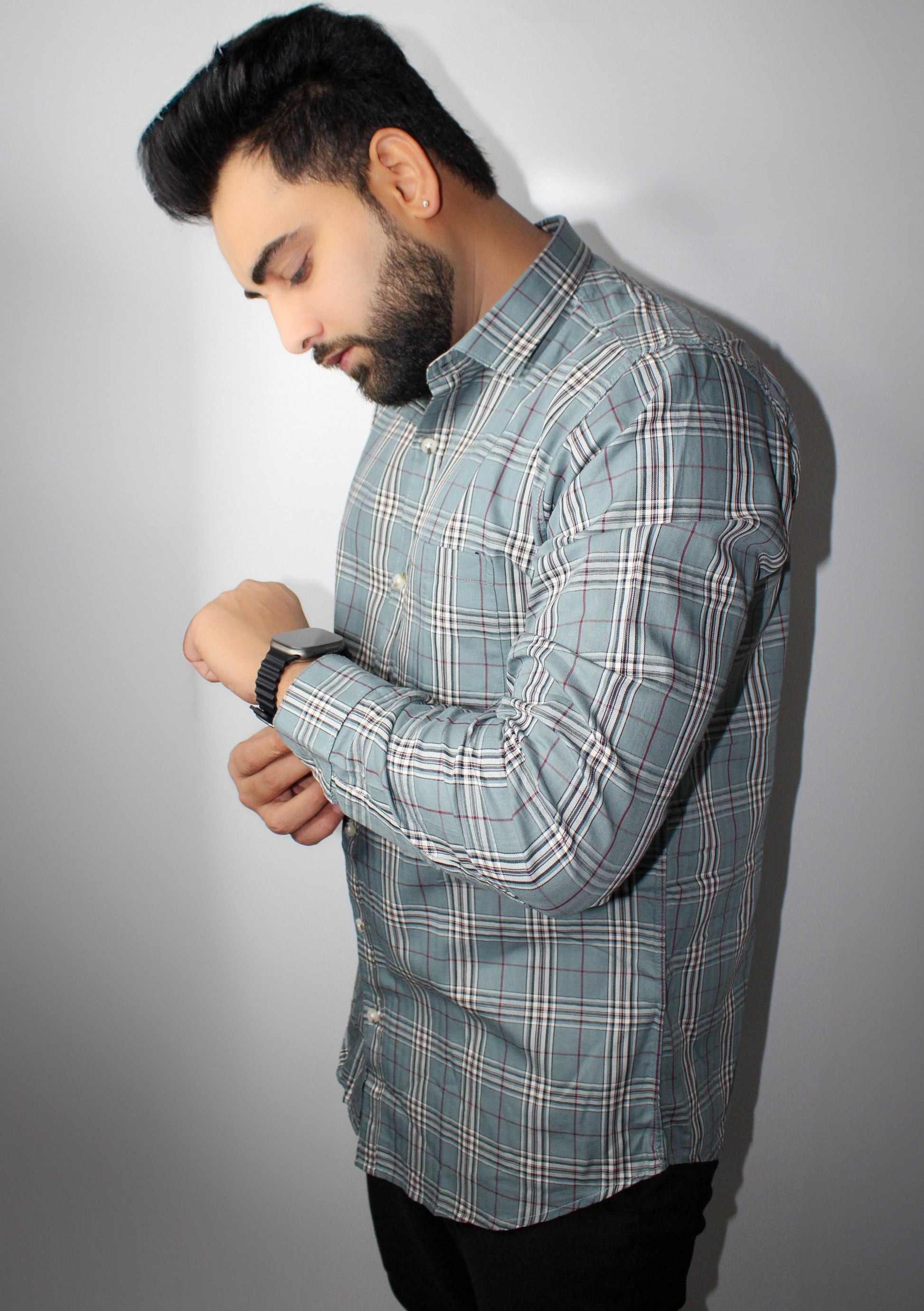 Montx Men's Pure Cotton Shirt Checked - Grey Color - Montx The Clothing Brand