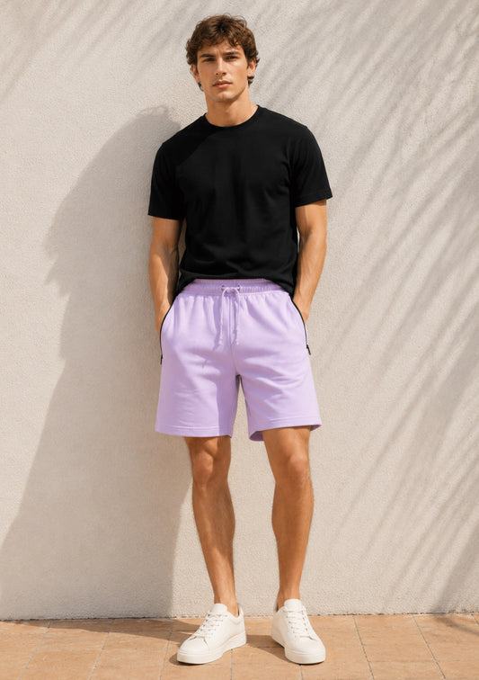 Montx Men’s Cotton Shorts with Back Pocket – Lavender Color - Montx The Clothing Brand
