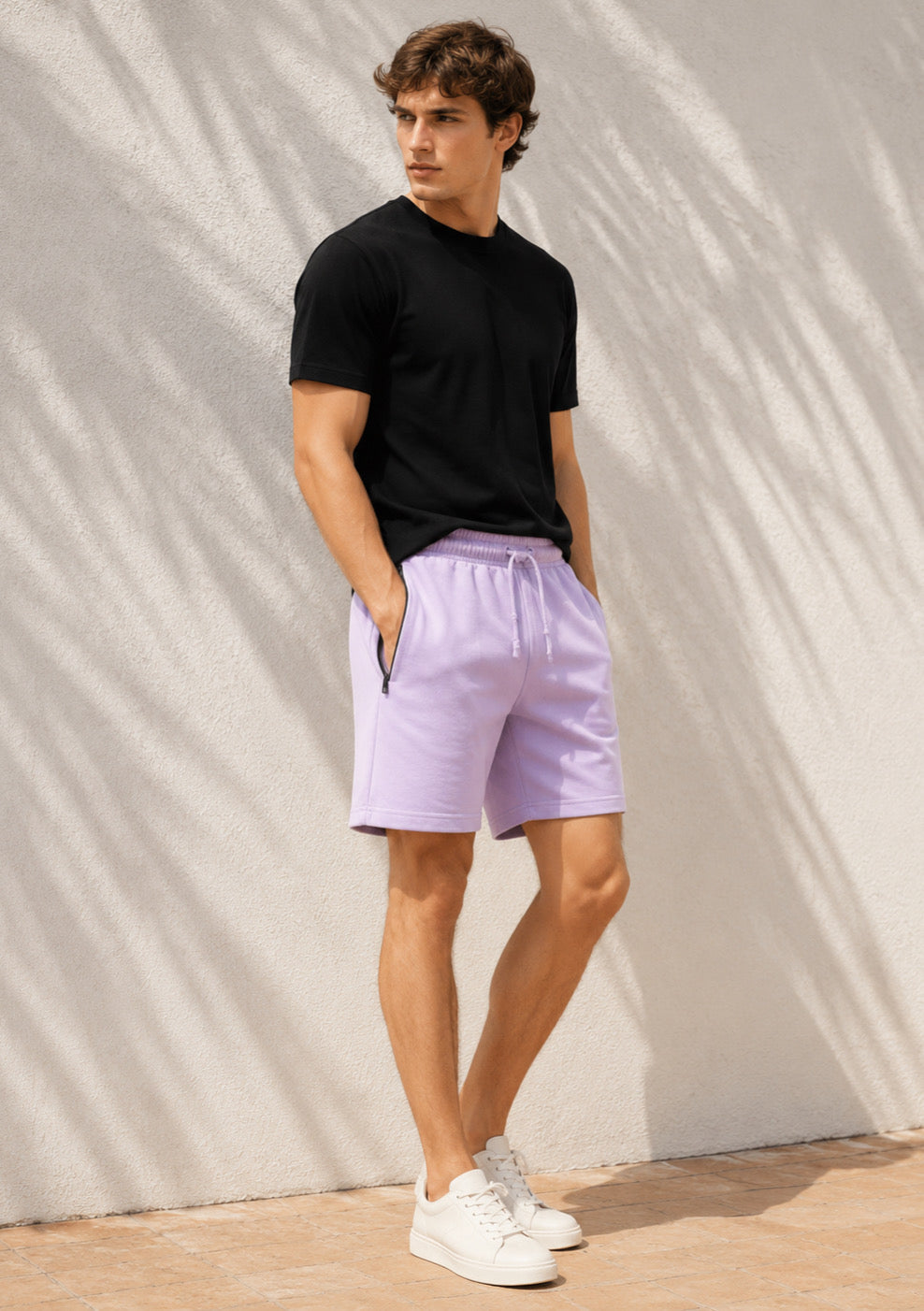 Montx Men’s Cotton Shorts with Back Pocket – Lavender Color - Montx The Clothing Brand