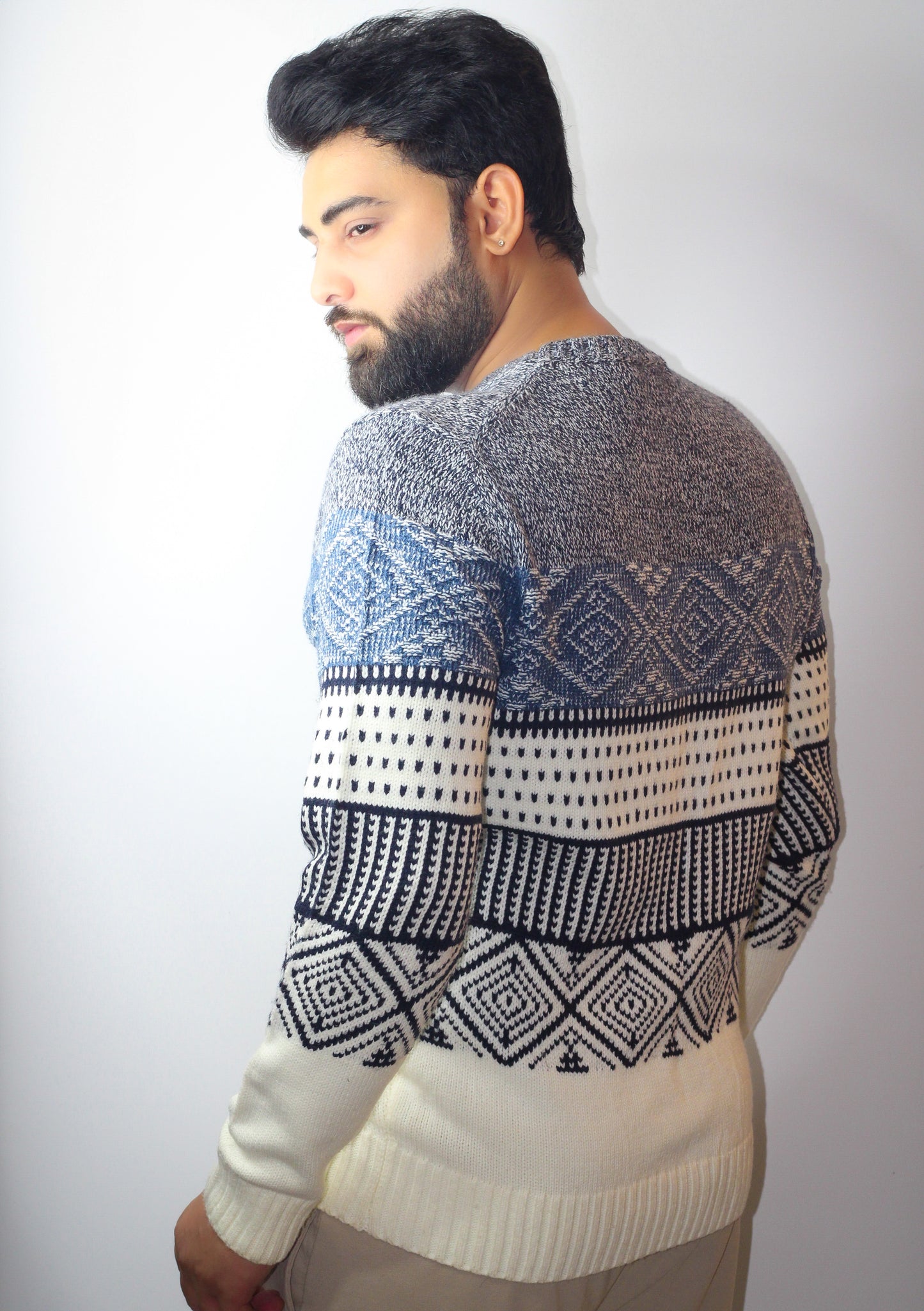 Montx Navy & Off-White Patterned Sweater – Winter Comfort in Style - Montx The Clothing Brand